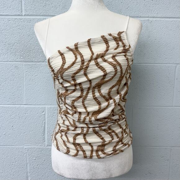Free People Sand Dunes Cream And Tan Tank Size Small Stretchy Boho - Picture 4 of 10